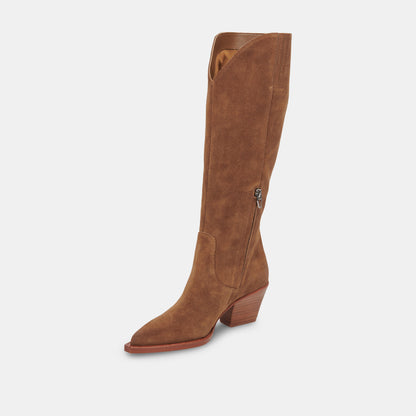 RAJ EXTRA WIDE CALF BOOTS BROWN SUEDE