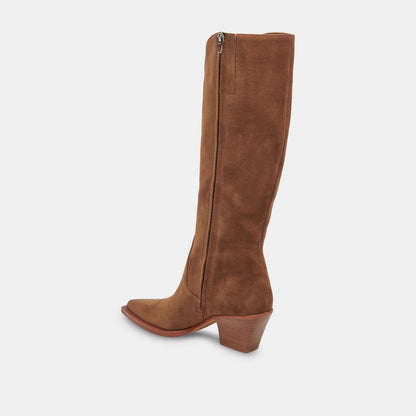 RAJ EXTRA WIDE CALF BOOTS BROWN SUEDE