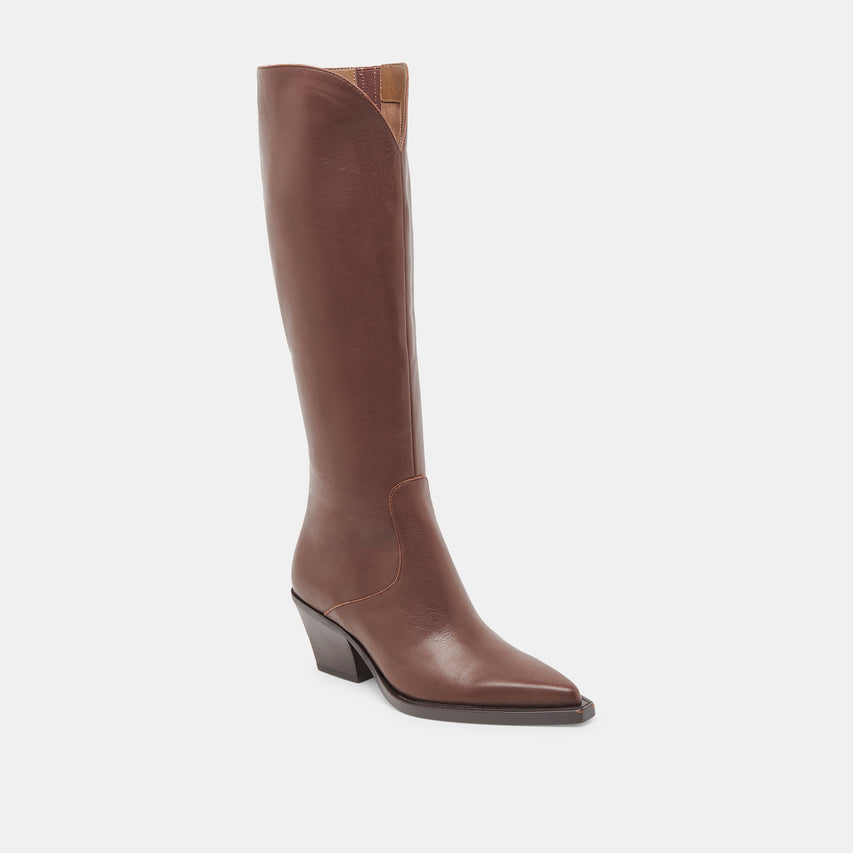 RAJ EXTRA WIDE CALF BOOTS CHOCOLATE LEATHER