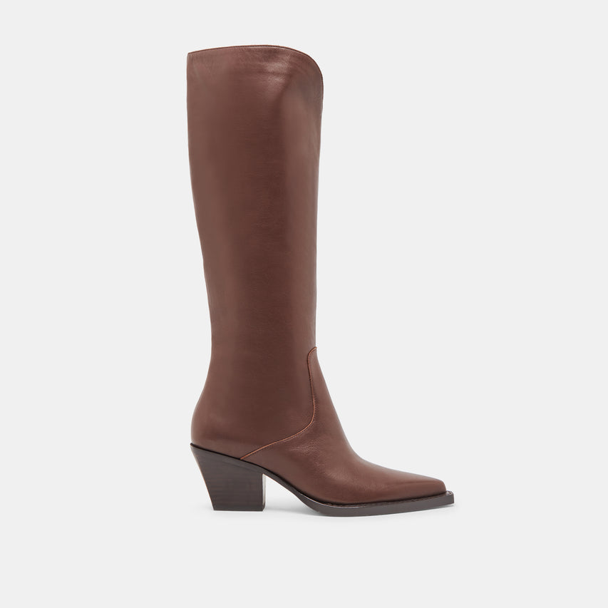 RAJ EXTRA WIDE CALF BOOTS CHOCOLATE LEATHER