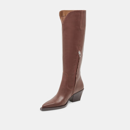 RAJ EXTRA WIDE CALF BOOTS CHOCOLATE LEATHER