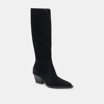 RAJ EXTRA WIDE CALF BOOTS ONYX SUEDE