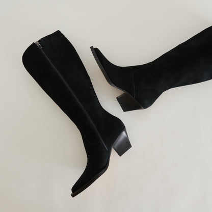 RAJ EXTRA WIDE CALF BOOTS ONYX SUEDE