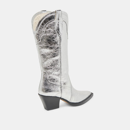 RASIMA BOOTS SILVER DISTRESSED LEATHER