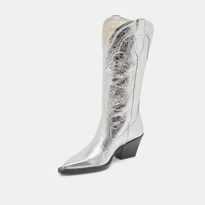 RASIMA BOOTS SILVER DISTRESSED LEATHER