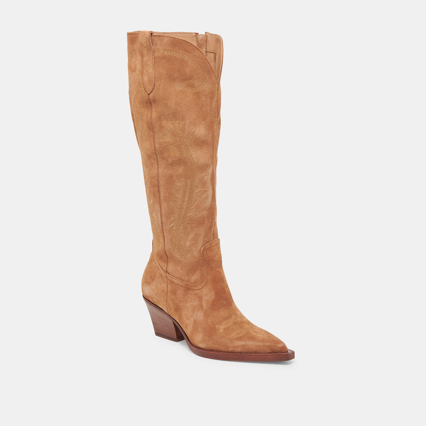 RYATT EXTRA WIDE CALF BOOTS PECAN SUEDE