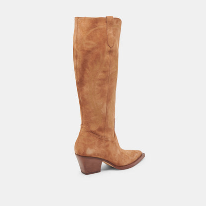 RYATT EXTRA WIDE CALF BOOTS PECAN SUEDE