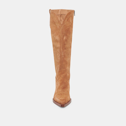 RYATT EXTRA WIDE CALF BOOTS PECAN SUEDE