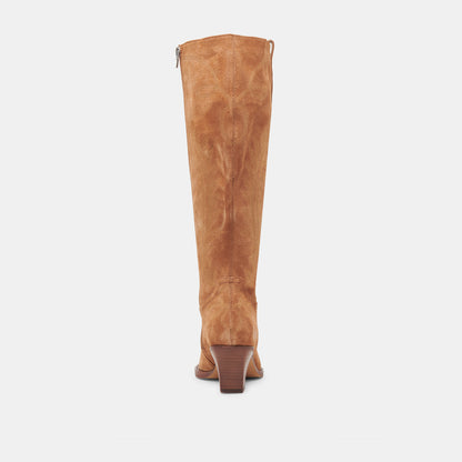 RYATT EXTRA WIDE CALF BOOTS PECAN SUEDE