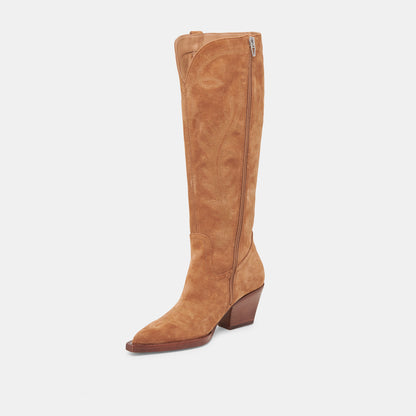 RYATT EXTRA WIDE CALF BOOTS PECAN SUEDE