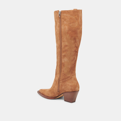 RYATT EXTRA WIDE CALF BOOTS PECAN SUEDE