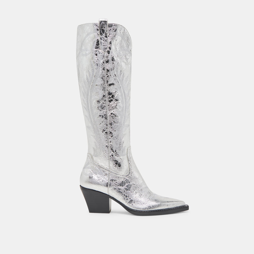 RYATT WIDE CALF BOOTS SILVER DISTRESSED LEATHER