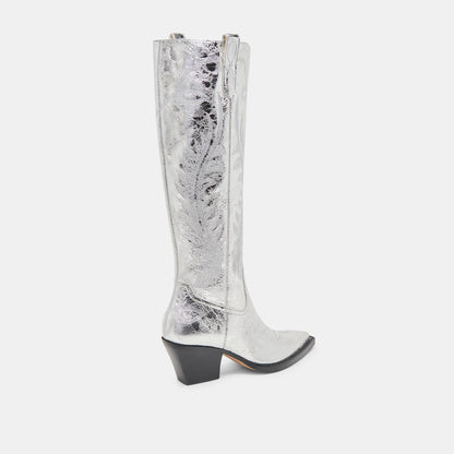 RYATT WIDE CALF BOOTS SILVER DISTRESSED LEATHER