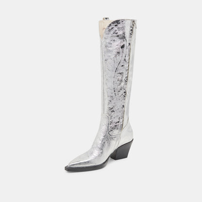 RYATT WIDE CALF BOOTS SILVER DISTRESSED LEATHER