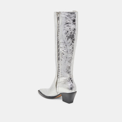 RYATT WIDE CALF BOOTS SILVER DISTRESSED LEATHER