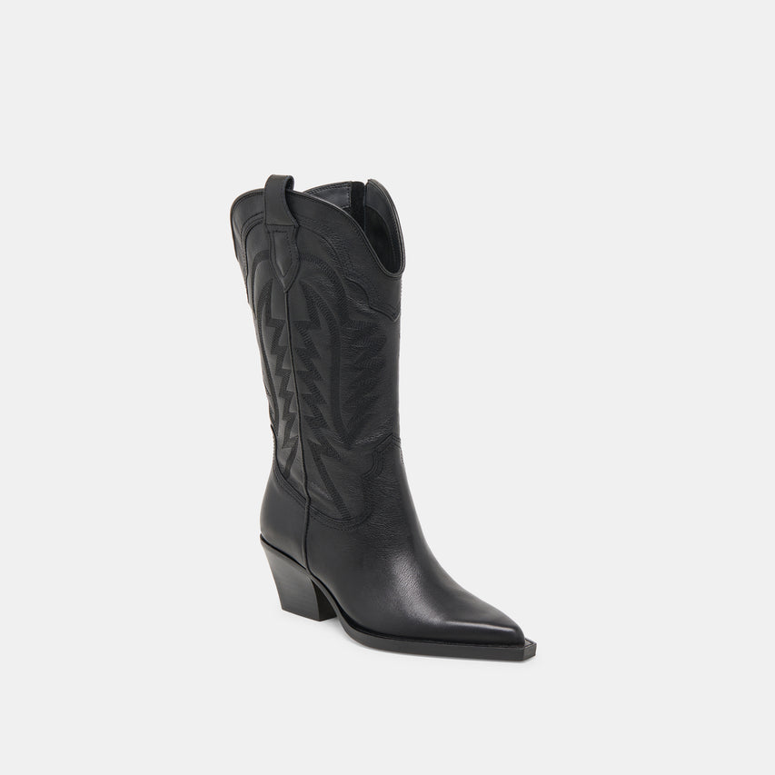 RYLAND EXTRA WIDE CALF BOOTS BLACK LEATHER