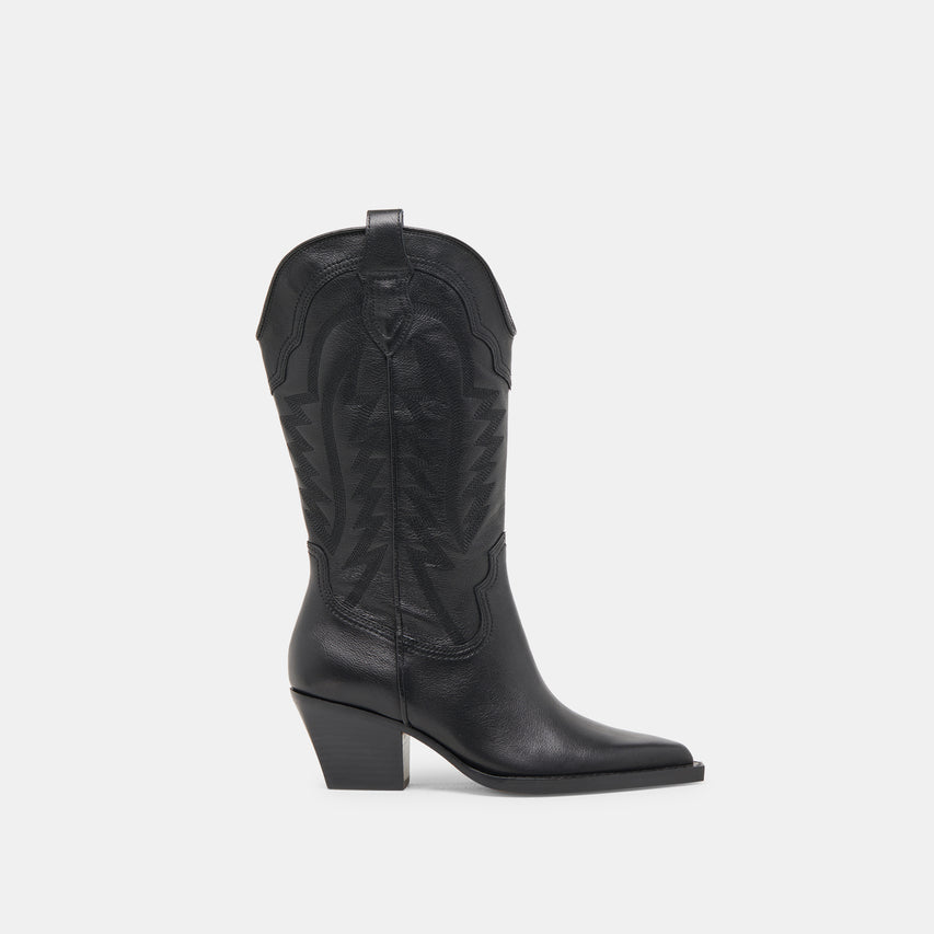 RYLAND EXTRA WIDE CALF BOOTS BLACK LEATHER