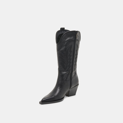 RYLAND EXTRA WIDE CALF BOOTS BLACK LEATHER