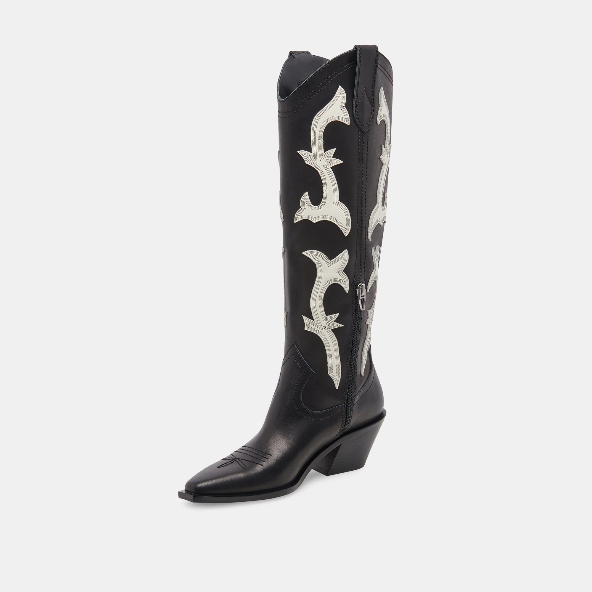 SAMARE BOOTS BLACK WHITE LEATHER – Dolce Vita