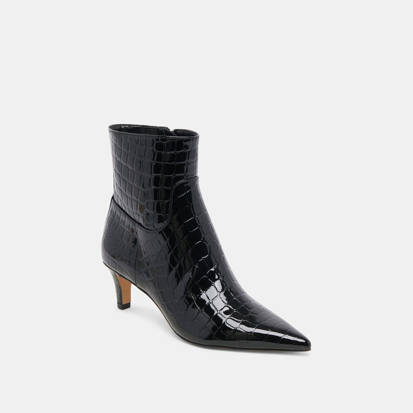 SONDRA BOOTIES NOIR EMBOSSED LEATHER