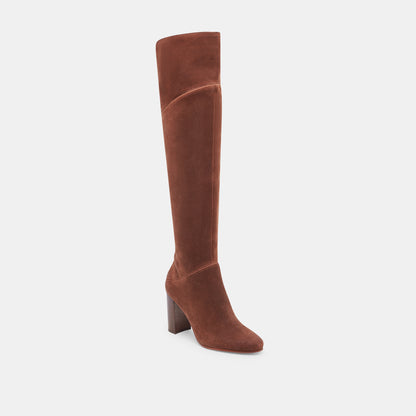 SURY WIDE CALF BOOTS DARK SADDLE SUEDE