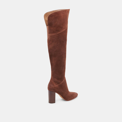 SURY WIDE CALF BOOTS DARK SADDLE SUEDE