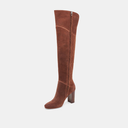 SURY WIDE CALF BOOTS DARK SADDLE SUEDE