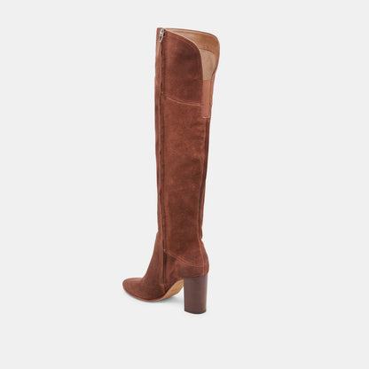 SURY WIDE CALF BOOTS DARK SADDLE SUEDE