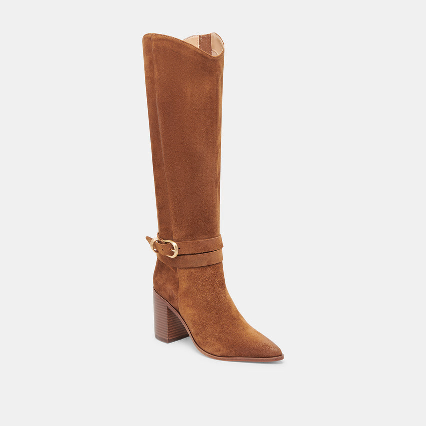 TYRONE WIDE CALF BOOTS BROWN SUEDE