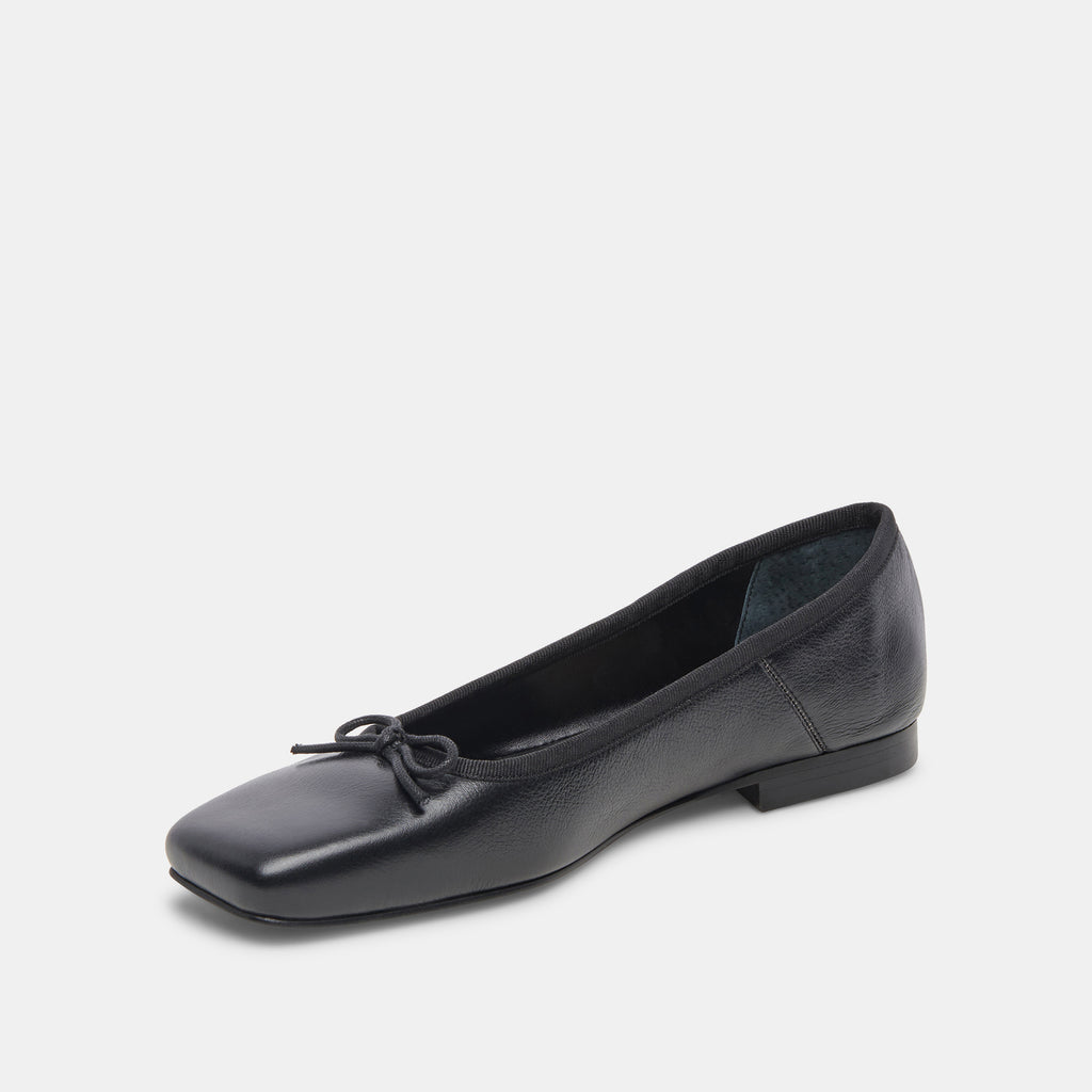 ANISA Wide Black Leather Ballet Flats | Wide Black Leather Ballet Flats ...