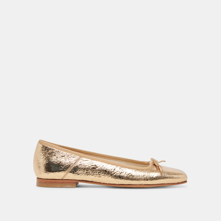 ANISA BALLET FLATS GOLD DISTRESSED LEATHER