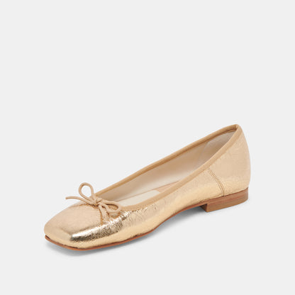 ANISA BALLET FLATS GOLD DISTRESSED LEATHER