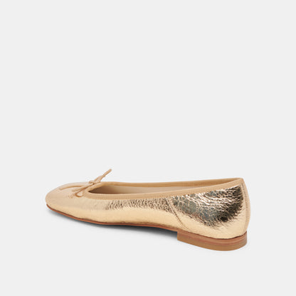 ANISA BALLET FLATS GOLD DISTRESSED LEATHER