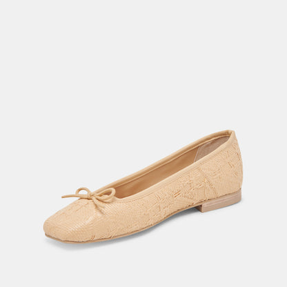 ANISA BALLET FLATS LT NATURAL WOVEN RAFFIA