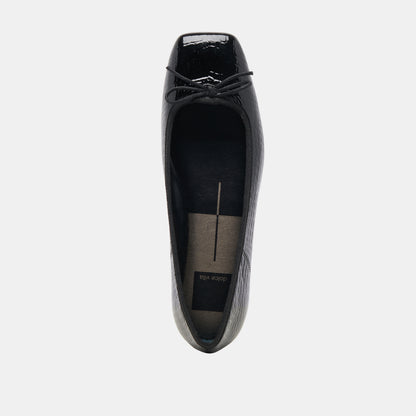 ANISA BALLET FLATS NOIR EMBOSSED LEATHER