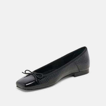 ANISA BALLET FLATS NOIR EMBOSSED LEATHER