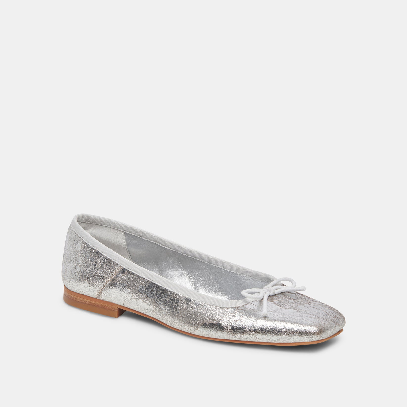 ANISA Wide Ballet Flats Silver Distressed Leather | Silver Ballet Flats ...