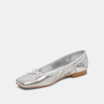 ANISA BALLET FLATS SILVER DISTRESSED LEATHER