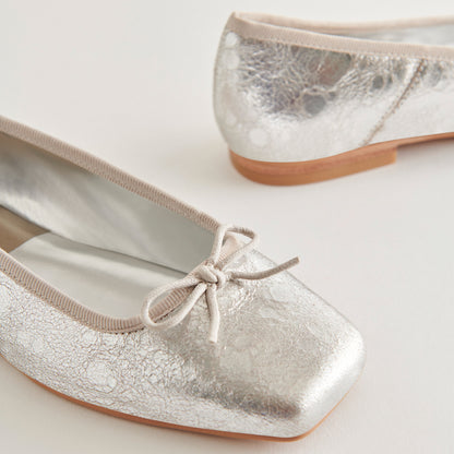 ANISA BALLET FLATS SILVER DISTRESSED LEATHER