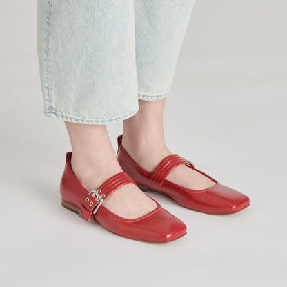 ARORA BALLET FLATS RED CRINKLE PATENT