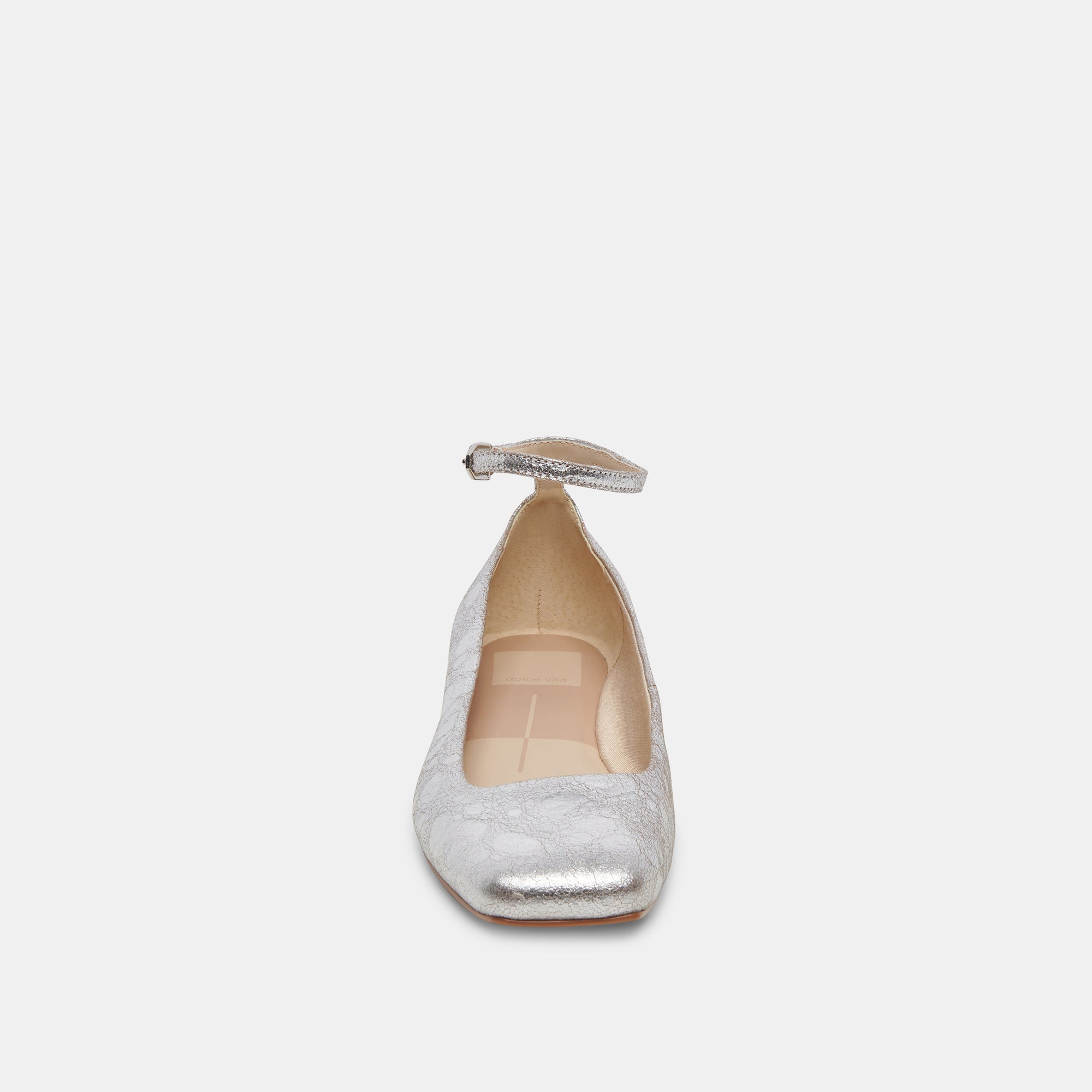 ASHYA Ballet Flats Silver Distressed Leather | Designer Ballet Flats ...