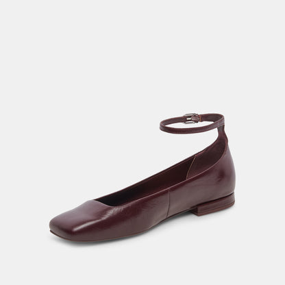 ASHYA BALLET FLATS WINE CRINKLE PATENT