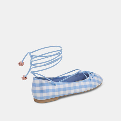 BEATE BALLET FLATS WHITE BLUE GINGHAM