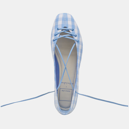 BEATE BALLET FLATS WHITE BLUE GINGHAM