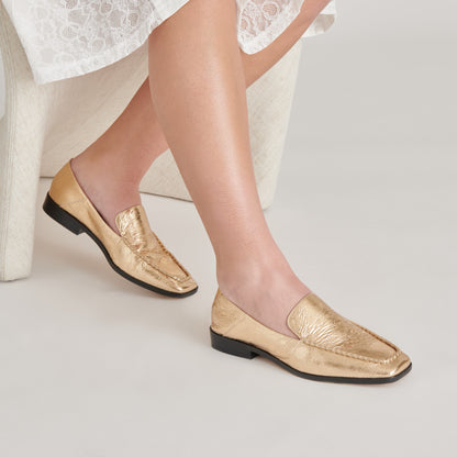 BENY FLATS GOLD DISTRESSED LEATHER