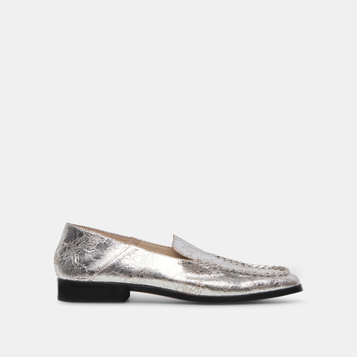 Beny Flats Silver Distressed Leather | Silver Leather Flats for Women ...