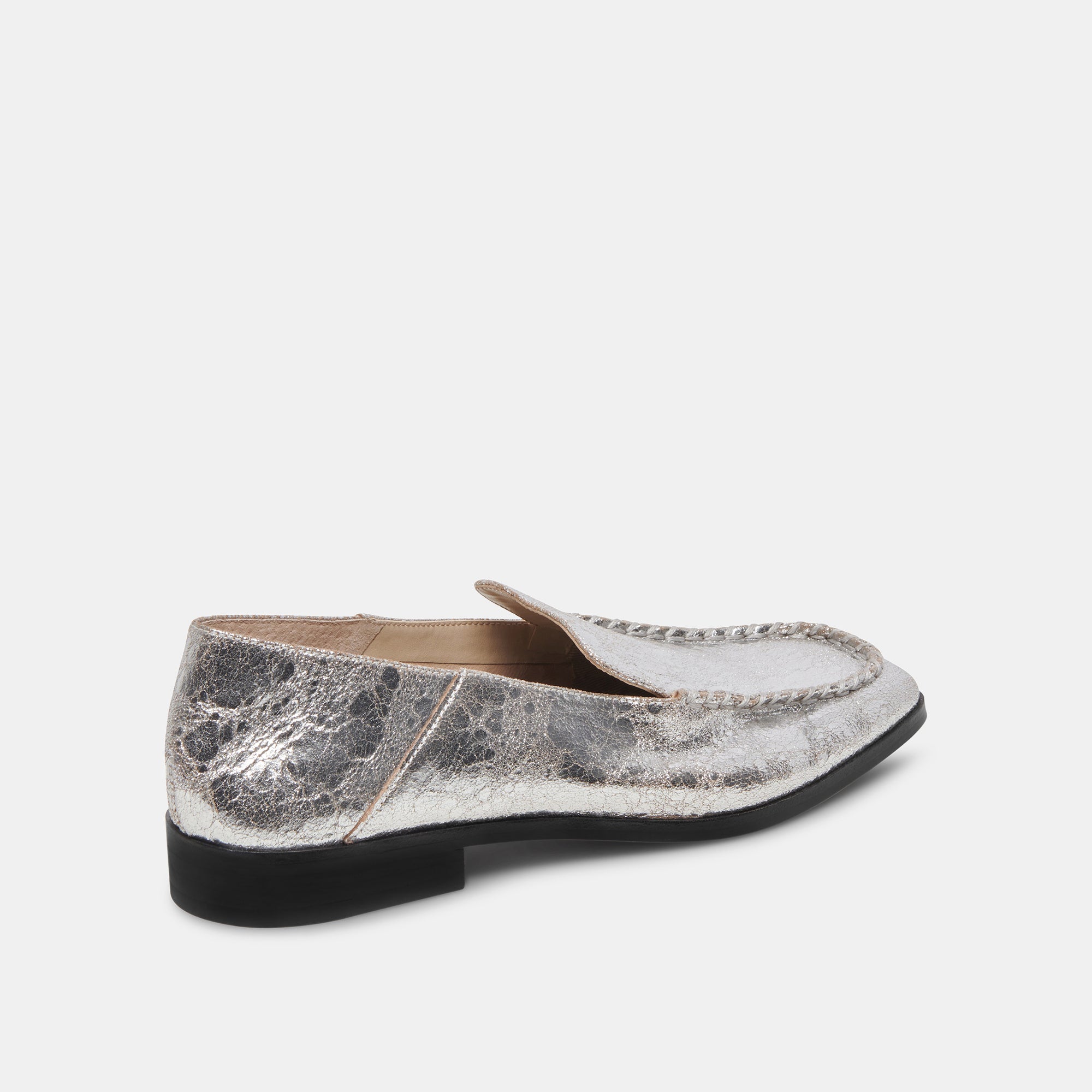 Beny Flats Silver Distressed Leather | Silver Leather Flats for Women ...