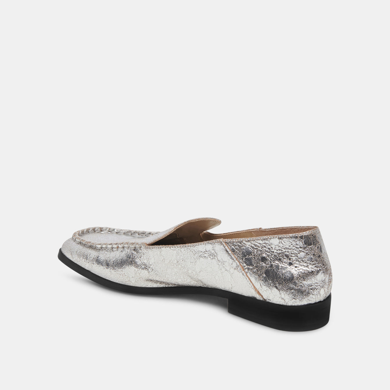 Beny Wide Flats Silver Distressed Leather | Women's Silver Wide Flats ...