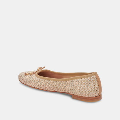 CACY BALLET FLATS WHITE NATURAL RAFFIA