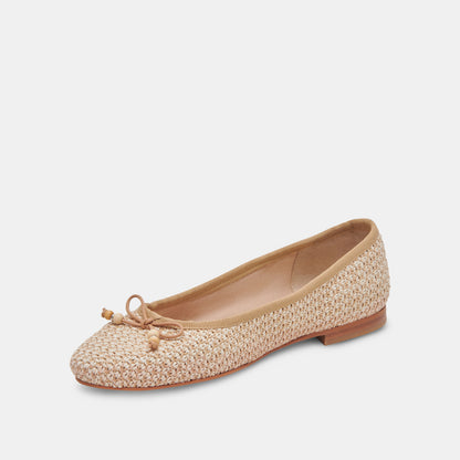 CACY BALLET FLATS WHITE NATURAL RAFFIA